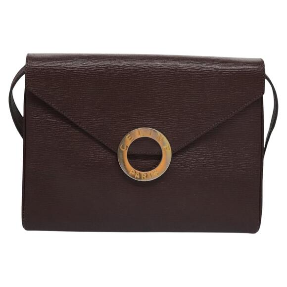 CELINE Circle Shoulder Bag Leather Brown Gold - Picture 2 of 12